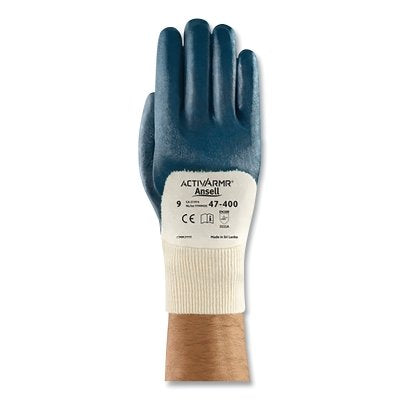 Ansell 47-200 Nitrile-Coated Gloves, Size 10, Blue (012-47-400-10)