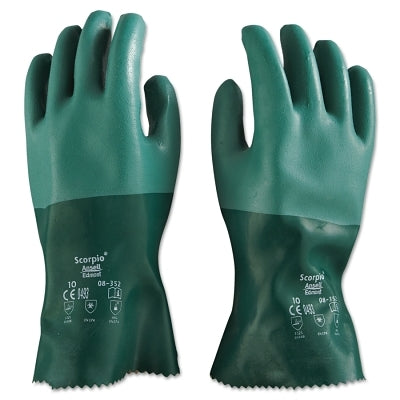 Ansell AlphaTec® 08-352 Neoprene Coated Gloves, Rough Finish, Size 10, Green (012-8-352-10)
