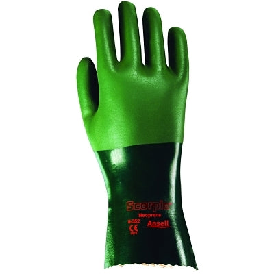 Ansell AlphaTec® 08-352 Neoprene Coated Gloves, Rough Finish, Size 7, Green (012-8-352-7)