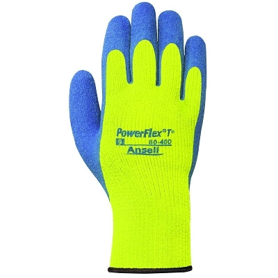 Ansell 80-400 Fleece-Lined Gloves, Size 7, Hi-Viz Yellow/Blue (012-80-400-7)