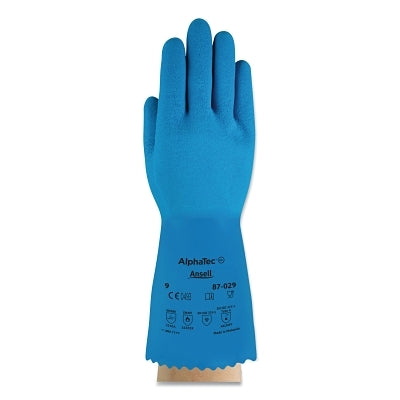 Ansell AlphaTec® 87-029 Natural Latex Rubber Glove, Size 7, Blue (012-87-029-07)