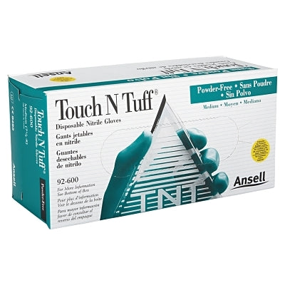 Ansell Nitrile Powder-Free Disposable Gloves, Smooth, 5.5 mil Finger/4.9 mil Palm, Medium, Green (012-92-600-75-8)