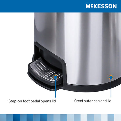 McKesson Trash Can 32 Quart / 8 gal. Silver Metal Round (1223690_EA)