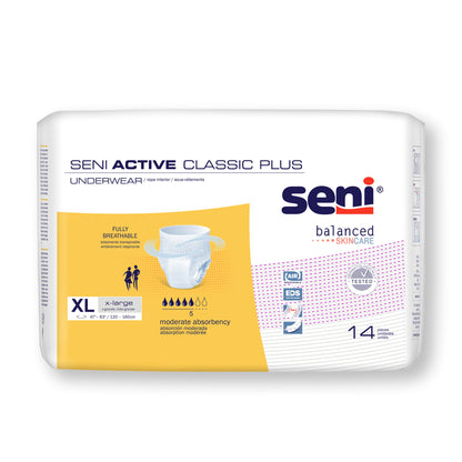 Seni® Active Classic Plus Unisex Adult Absorbent Underwear Pull On with Tear Away Seams X-Large Disposable Moderate Absorbency (1163841_CS)