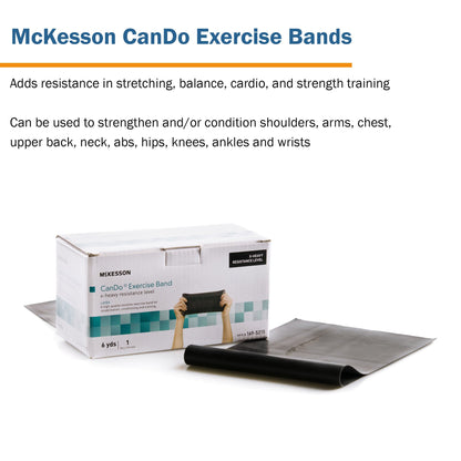 McKesson CanDo® Exercise Resistance Band Black 5 Inch X 6 Yard X-Heavy Resistance (1073315_EA)