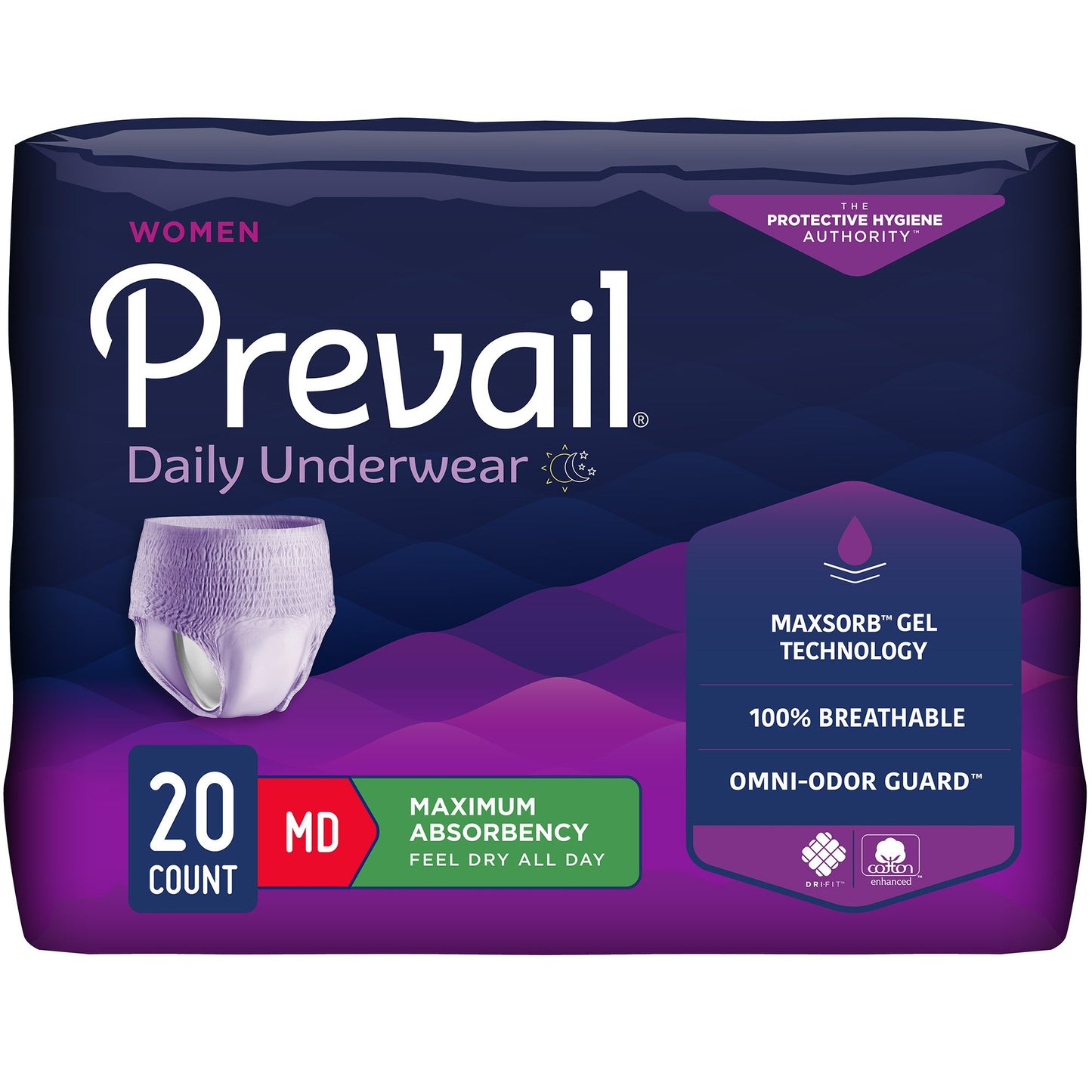 Prevail® Daily Underwear Female Adult Absorbent Underwear Pull On with Tear Away Seams Medium Disposable Heavy Absorbency (889081_BG)