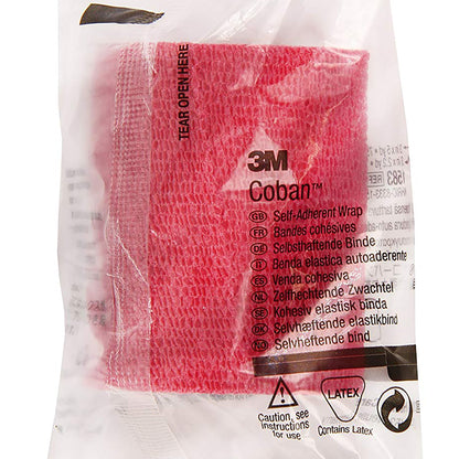 3M™ Coban™ Cohesive Bandage 3 Inch X 5 Yard Self-Adherent Closure Red NonSterile Standard Compression (176491_EA)