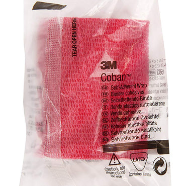 3M™ Coban™ Cohesive Bandage 3 Inch X 5 Yard Self-Adherent Closure Red NonSterile Standard Compression (176491_BX)