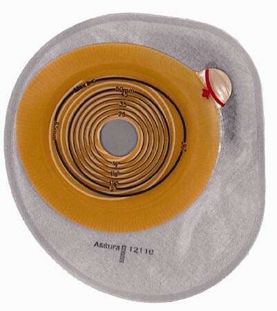 Assura® Colostomy Pouch One-Piece System 7 Inch Length, Midi Flat, Pre-Cut 1 Inch Stoma Closed End (512129_BX)