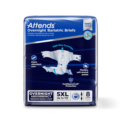 Attends® Overnight Bariatric Unisex Adult Incontinence Brief 5X-Large Disposable Heavy Absorbency (1254292_CS)