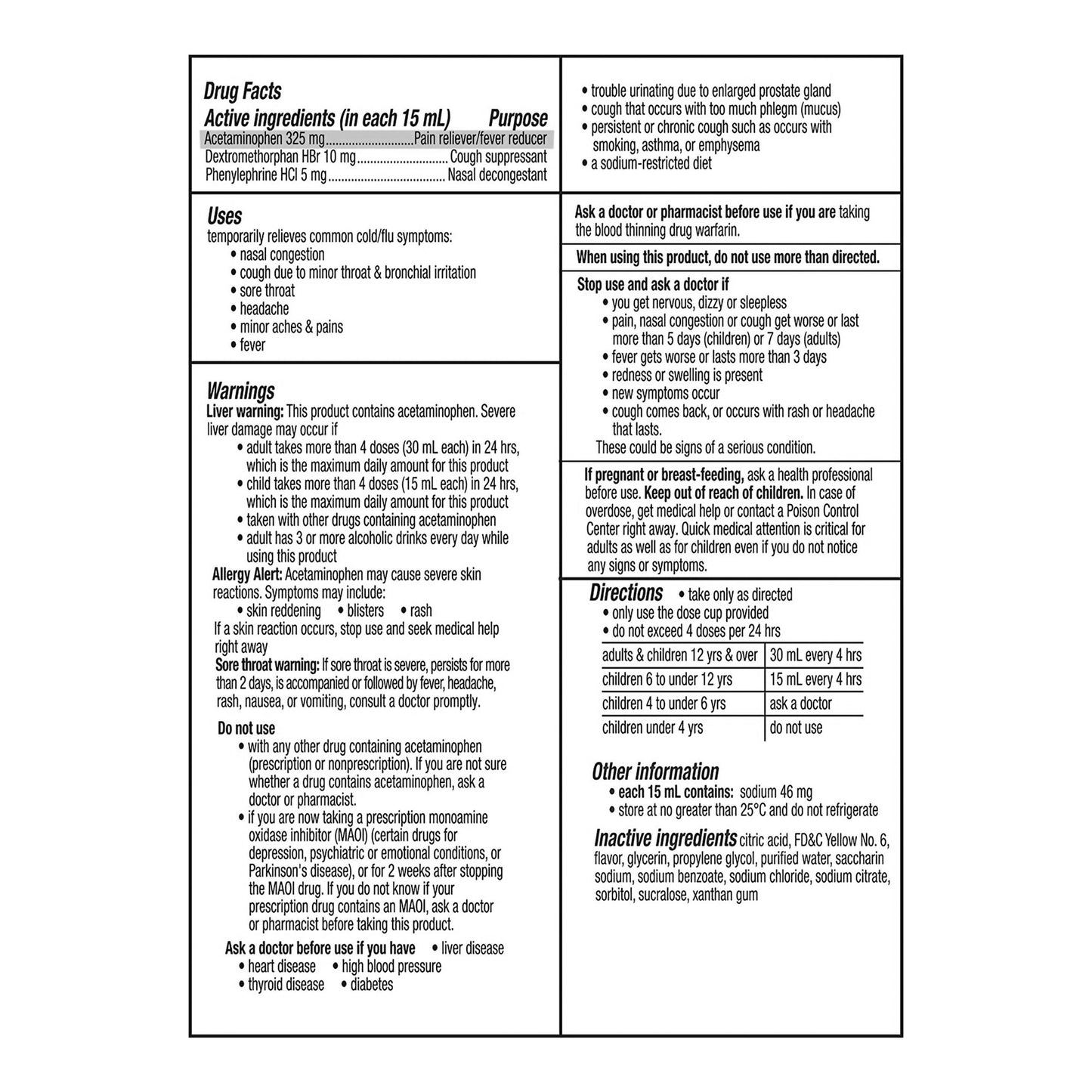 DayQuil® Cold & Flu Cold and Cough Relief 325 mg - 10 mg - 5 mg / 15 mL Strength Liquid 8 oz. (829815_EA)