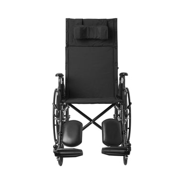 McKesson Reclining Wheelchair Desk Length Arm Swing-Away Elevating Legrest Black Upholstery 20 Inch Seat Width Adult 350 lbs. Weight Capacity (1065291_EA)