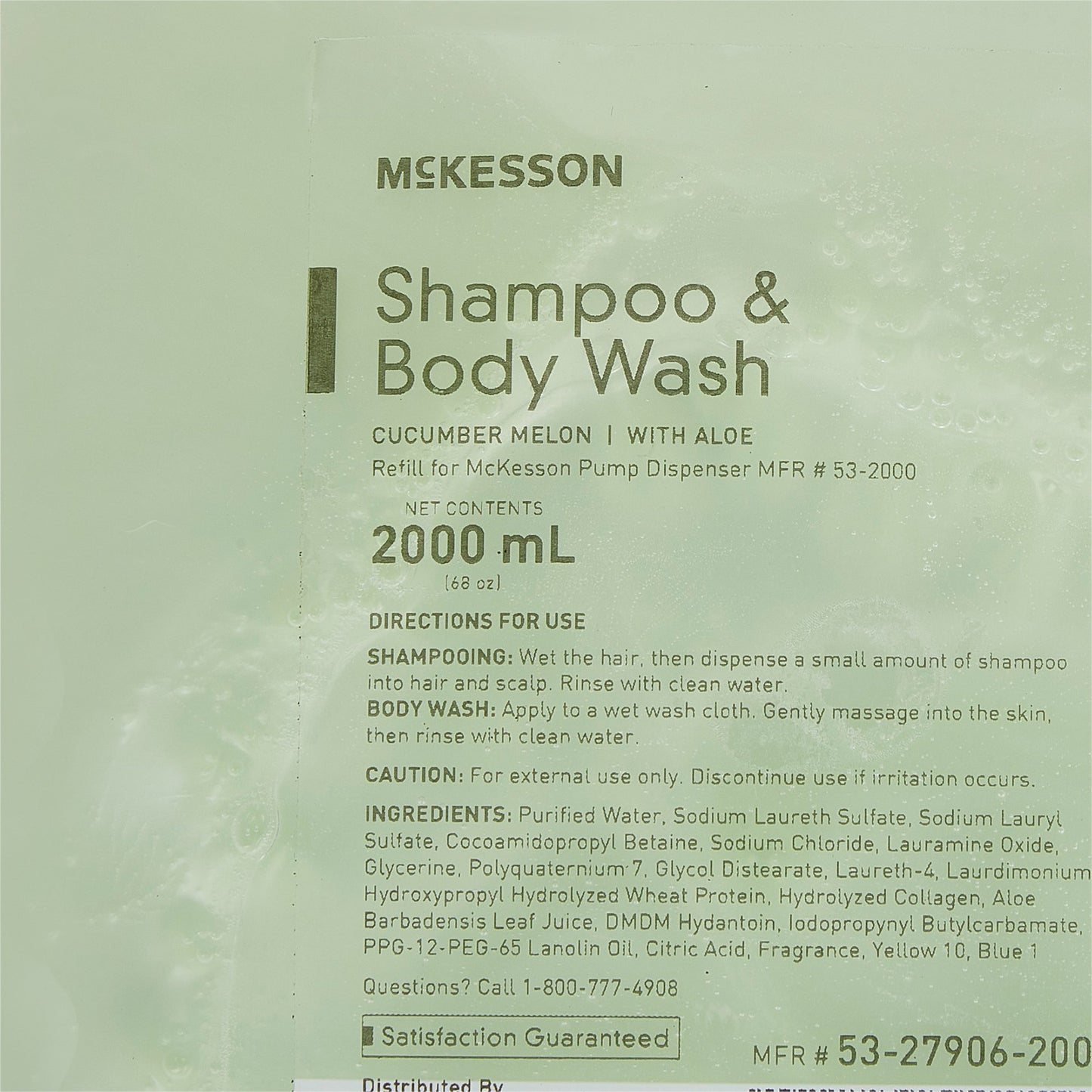 McKesson Shampoo and Body Wash 2,000 mL Dispenser Refill Bag Cucumber Melon Scent (468271_CS)