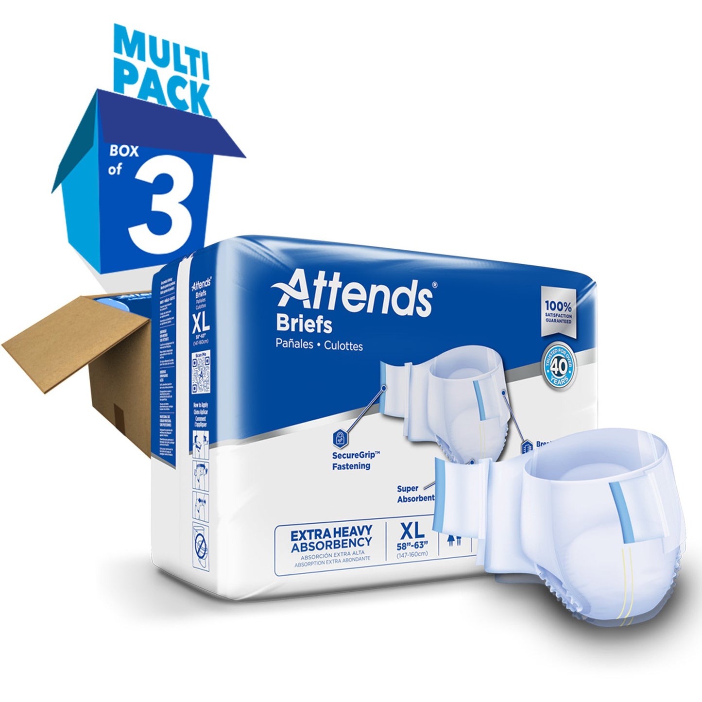Attends® Care Advanced Unisex Adult Incontinence Brief X-Large Disposable Heavy Absorbency (957931_CS)