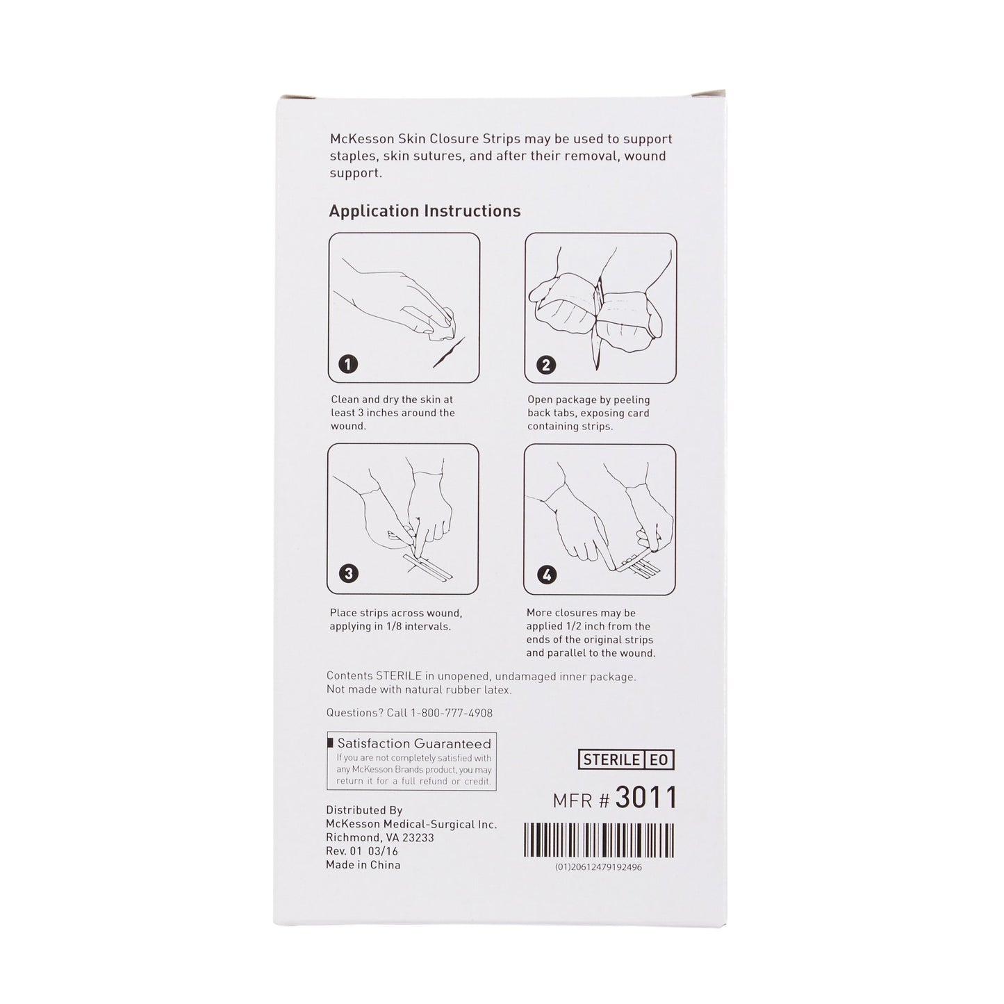 McKesson Skin Closure Strip 1 X 5 Inch Nonwoven Material Reinforced Strip White (876310_BX)