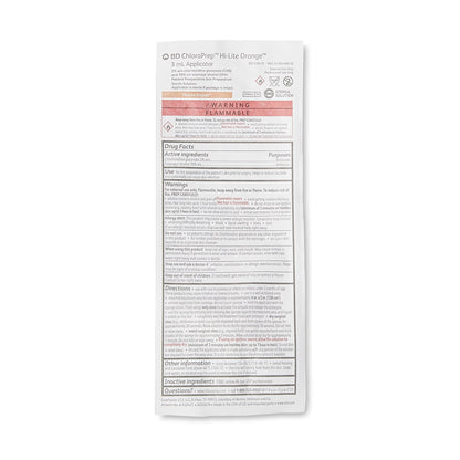 ChloraPrep™ Hi-Lite Orange™ Skin Prep Solution 3 mL Foam Applicator 2% / 70% Strength CHG (Chlorhexidine Gluconate) / Isopropyl Alcohol Sterile (1189867_CT)