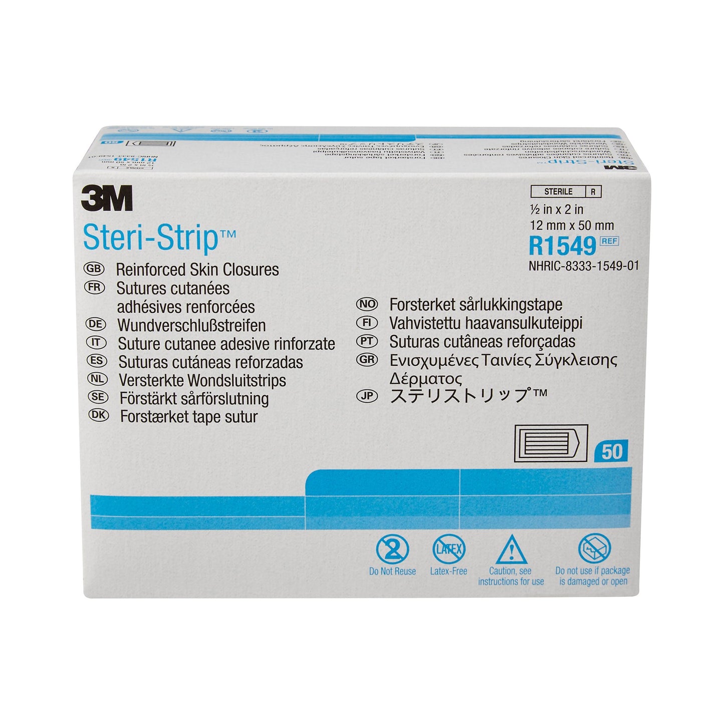 Steri-Strip™ Skin Closure Strip 1/2 X 2 Inch Nonwoven Material Reinforced Strip White (237687_EA)