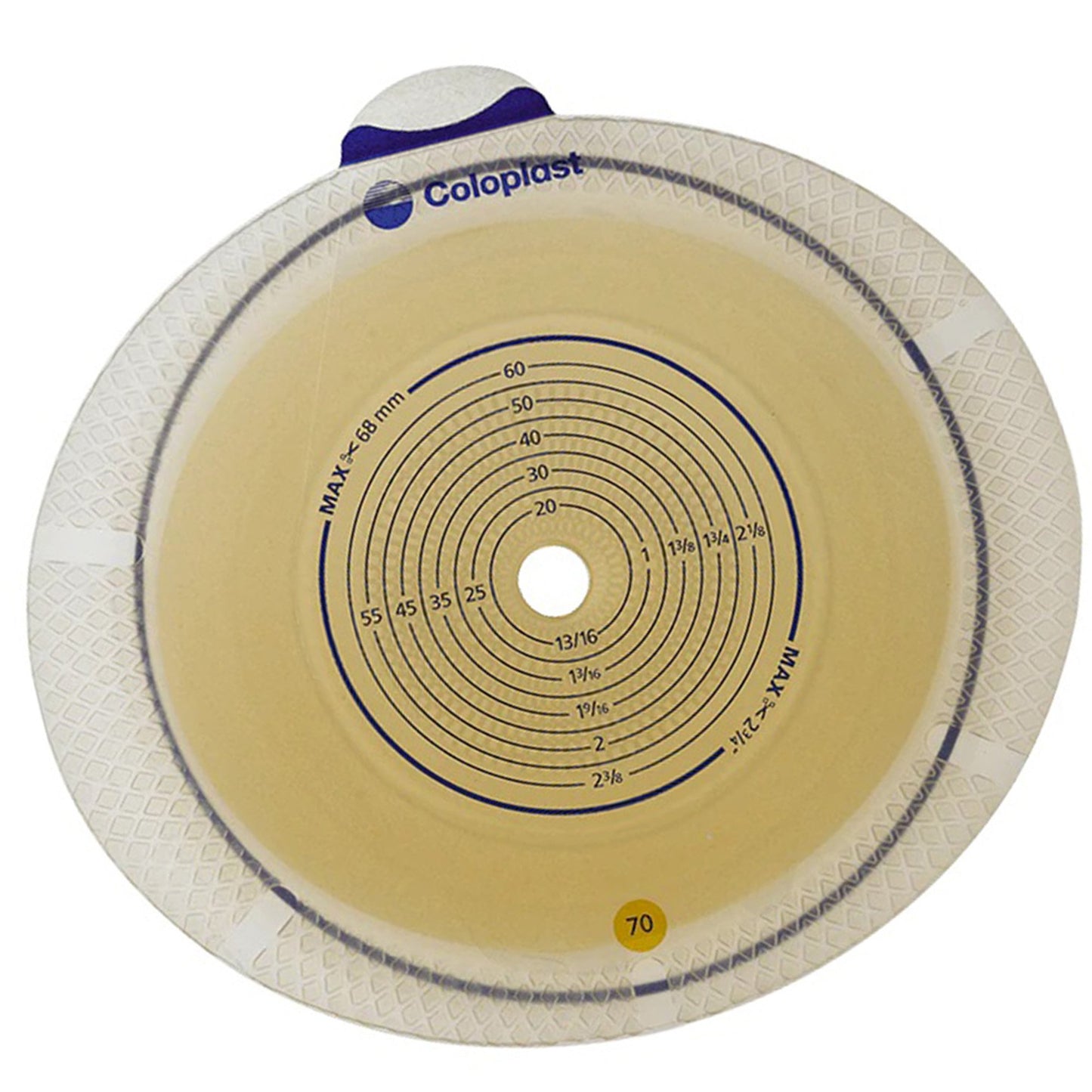 Sensura® Flex Ostomy Barrier Trim to Fit, Standard Wear Double Layer Adhesive 70 mm Flange Yellow Code System 3/8 to 2-3/4 Inch Opening (680750_BX)