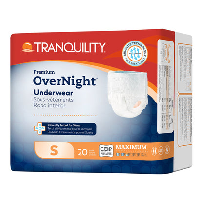 Tranquility® Premium OverNight™ Unisex Adult Absorbent Underwear Pull On with Tear Away Seams Small Disposable Heavy Absorbency (665228_CS)