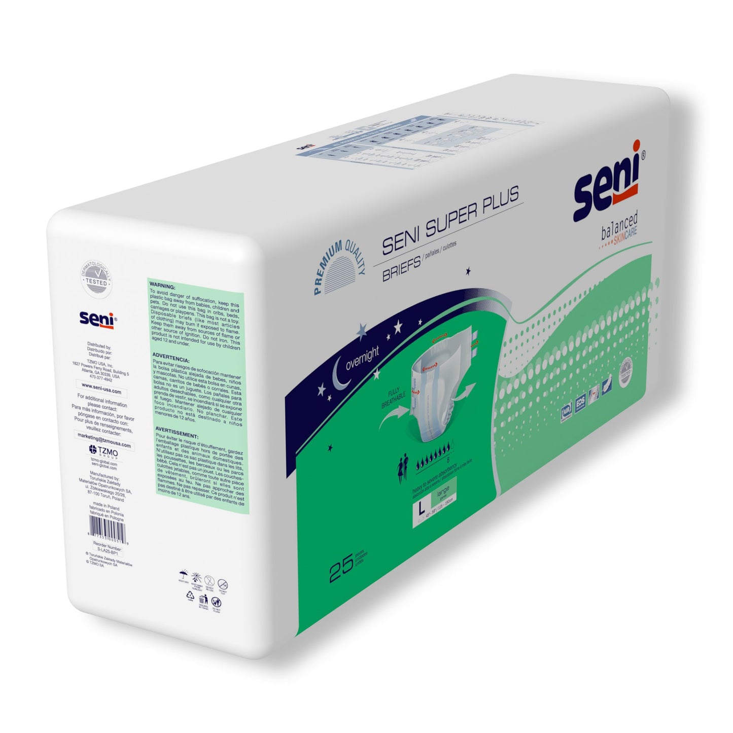 Seni® Super Plus Unisex Adult Incontinence Brief Large Disposable Heavy Absorbency (1163871_PK)