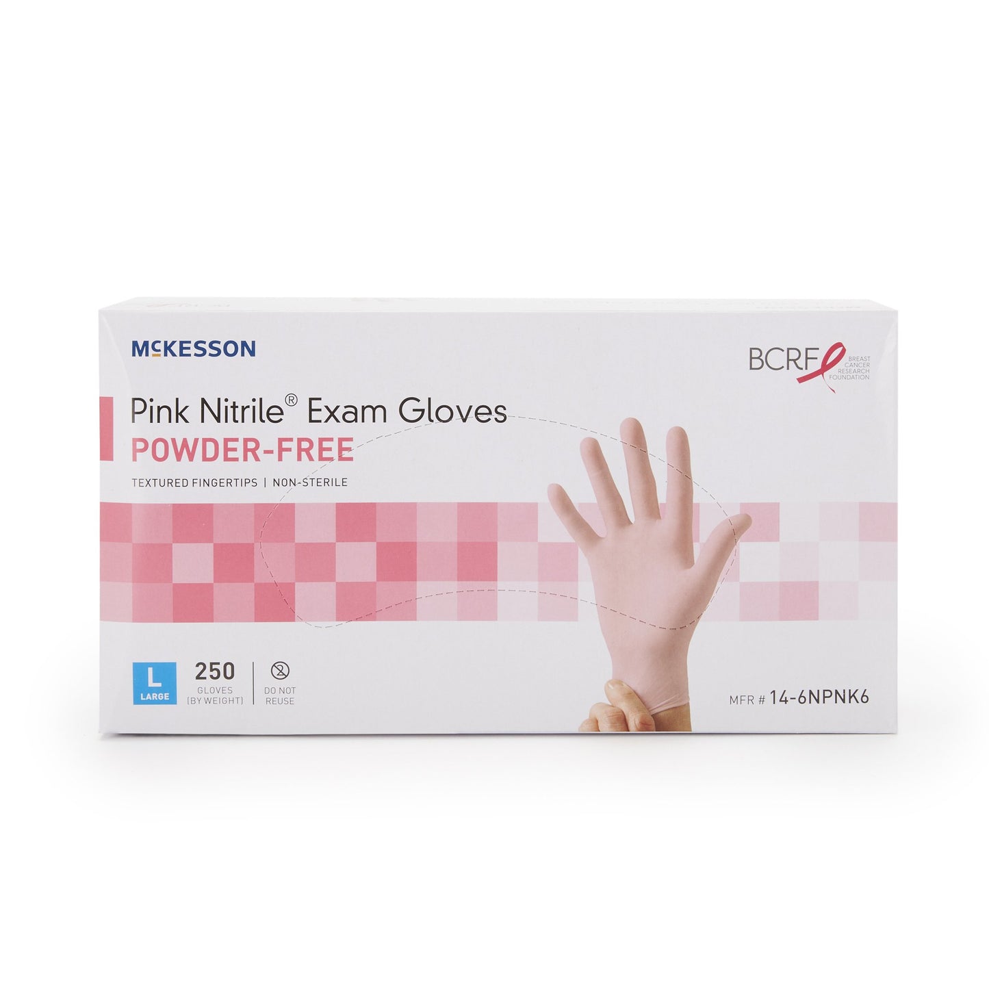 McKesson Pink Nitrile® Exam Glove Large NonSterile Nitrile Standard Cuff Length Textured Fingertips Pink Not Rated (1065403_CS)