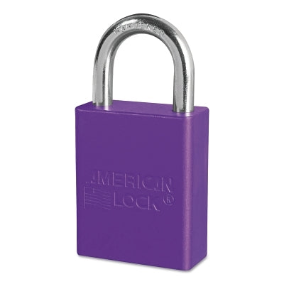 American Lock Solid Aluminum Padlocks, 1/4 in Diam., 1 in L X 3/4 in W, Purple (045-A1105PRP)