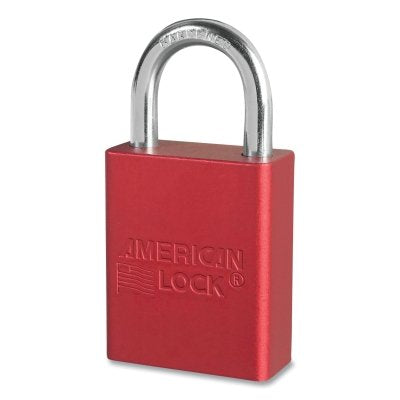 American Lock Solid Aluminum Padlocks, 1/4 in Dia, 1 in L X 3/4 in W, Red (045-A1105RED)
