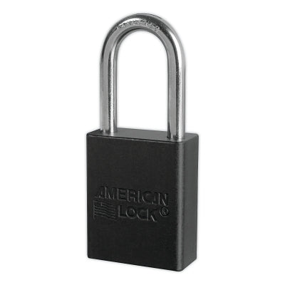 Master Lock Company Anodized Aluminum Safety Padlocks, 1/4 in D, 1 1/2 in L x 3/4 in W, Black (045-A1106NRBLK)