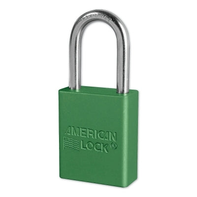 Master Lock Company Anodized Aluminum Safety Padlocks, 1/4 in D, 1 1/2 in L x 3/4 in W, Green (045-A1106NRGRN)