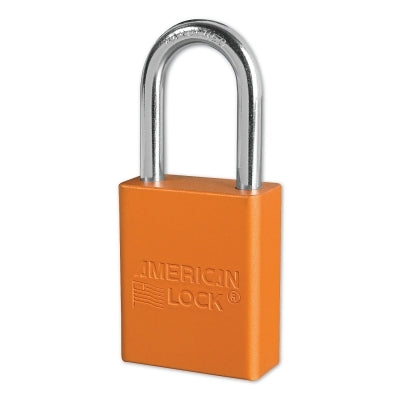 Master Lock Company Anodized Aluminum Safety Padlocks, 1/4 in D, 1 1/2 in L x 3/4 in W, Orange (045-A1106NRORJ)