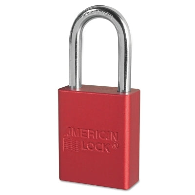 American Lock Solid Aluminum Padlocks, 1/4 in Dia, 1-1/2 in L x 3/4 in W, Red (045-A1106NRRED)