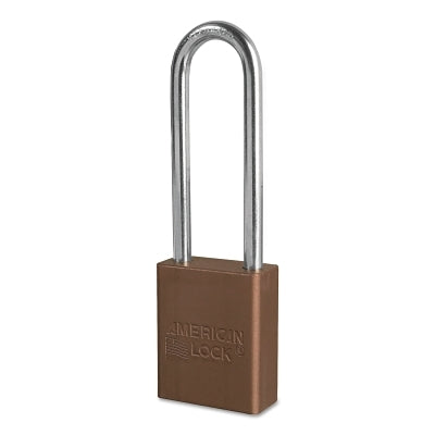 American Lock Solid Aluminum Padlocks, 1/4 in Diam., 3 in L X 3/4 in W, Brown (045-A1107BRN)