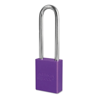 American Lock Solid Aluminum Padlocks, 1/4 in Diam., 3 in L X 3/4 in W, Purple (045-A1107PRP)