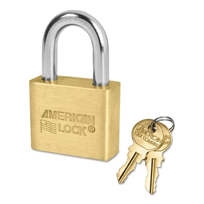 American Lock Solid Brass Padlocks, 5/16 in Length, 3/4 in, Yellow, Key D244 (045-AL50KA-D244)