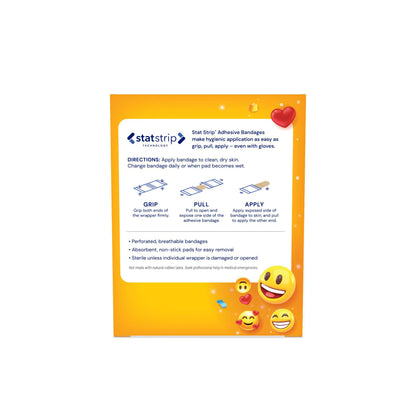 Designer Series with Stat Strip® Technology Adhesive Strip 3/4 X 3 Inch Plastic Rectangle Kid Design (Emoji Fun) Sterile (1052945_CS)