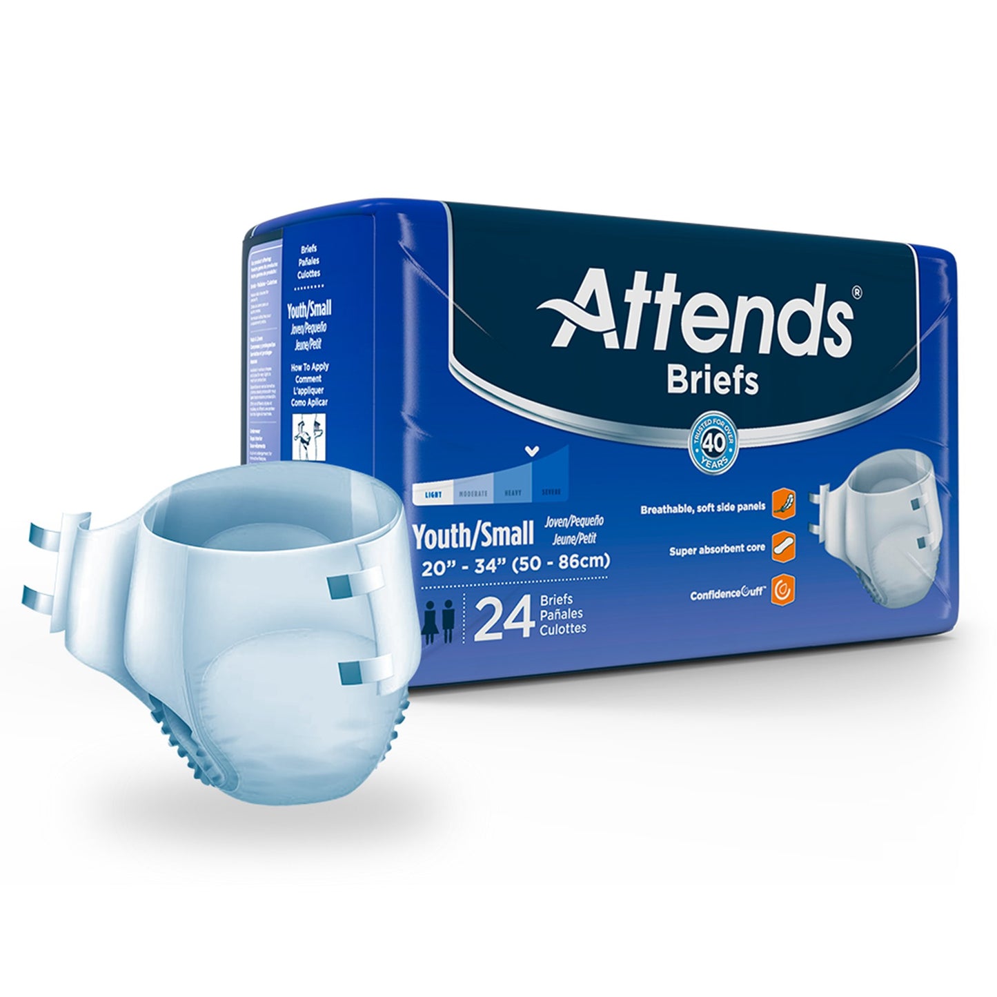 Attends® Unisex Youth Incontinence Brief Small Disposable Heavy Absorbency (959837_BG)
