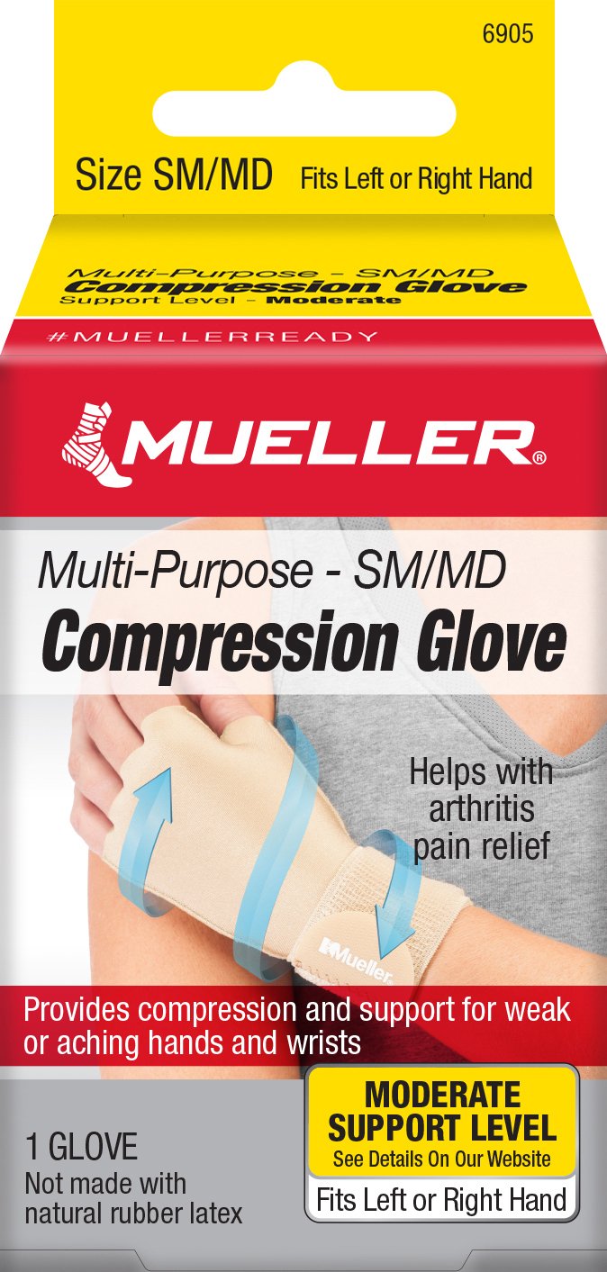 Mueller® Compression & Support Gloves Compression Glove Fingerless Small / Medium Over-the-Wrist Length Ambidextrous (1141666_EA)