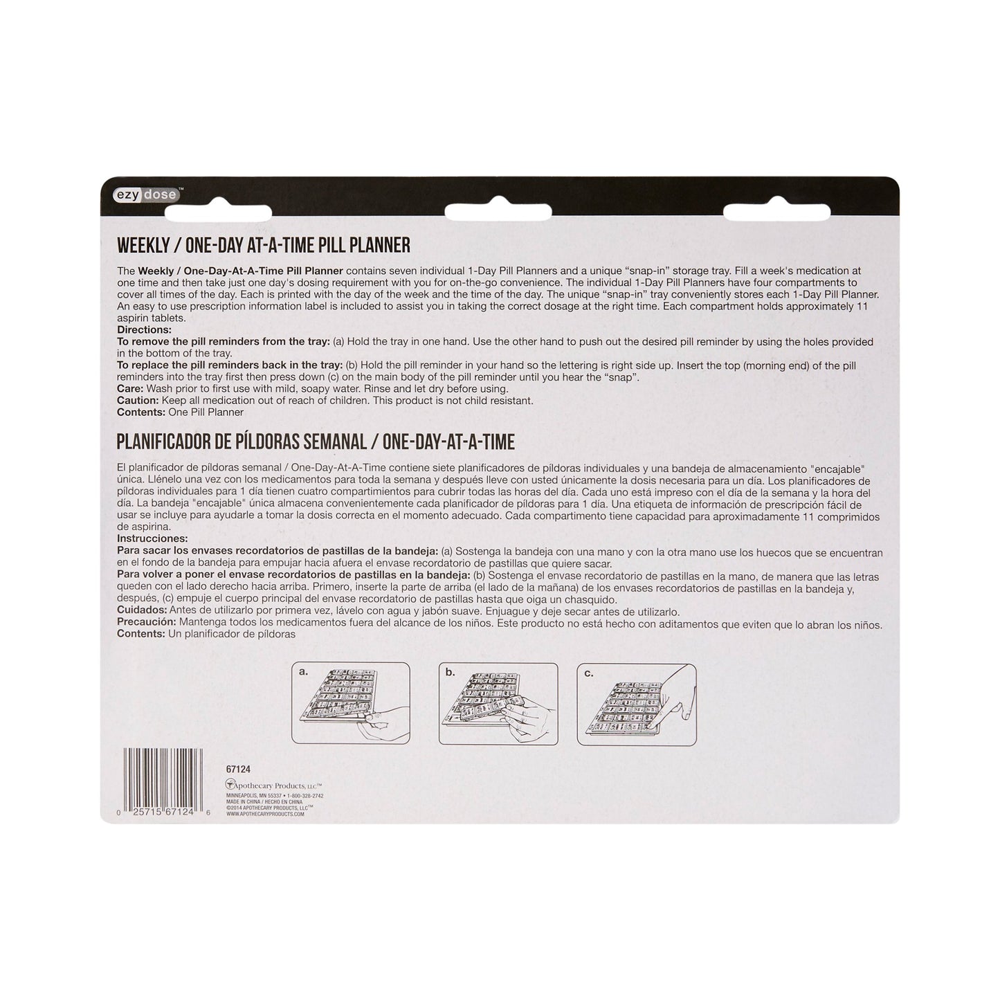 One-Day-At-A-Time® Pill Organizer Medium 7 Day 4 Dose (827103_EA)