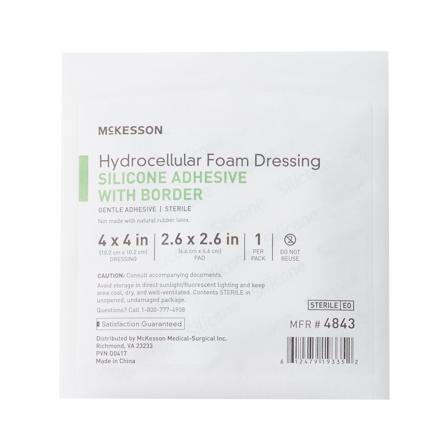 McKesson Foam Dressing 4 X 4 Inch With Border Film Backing Silicone Gel Adhesive Square Sterile (886432_CS)