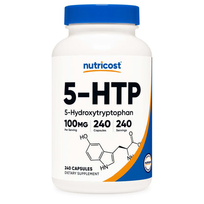 nutricost® 5-HTP Dietary Supplement 5-Hydroxytrptophan 100 mg Strength Capsule 240 Per Bottle (1270260_BT)