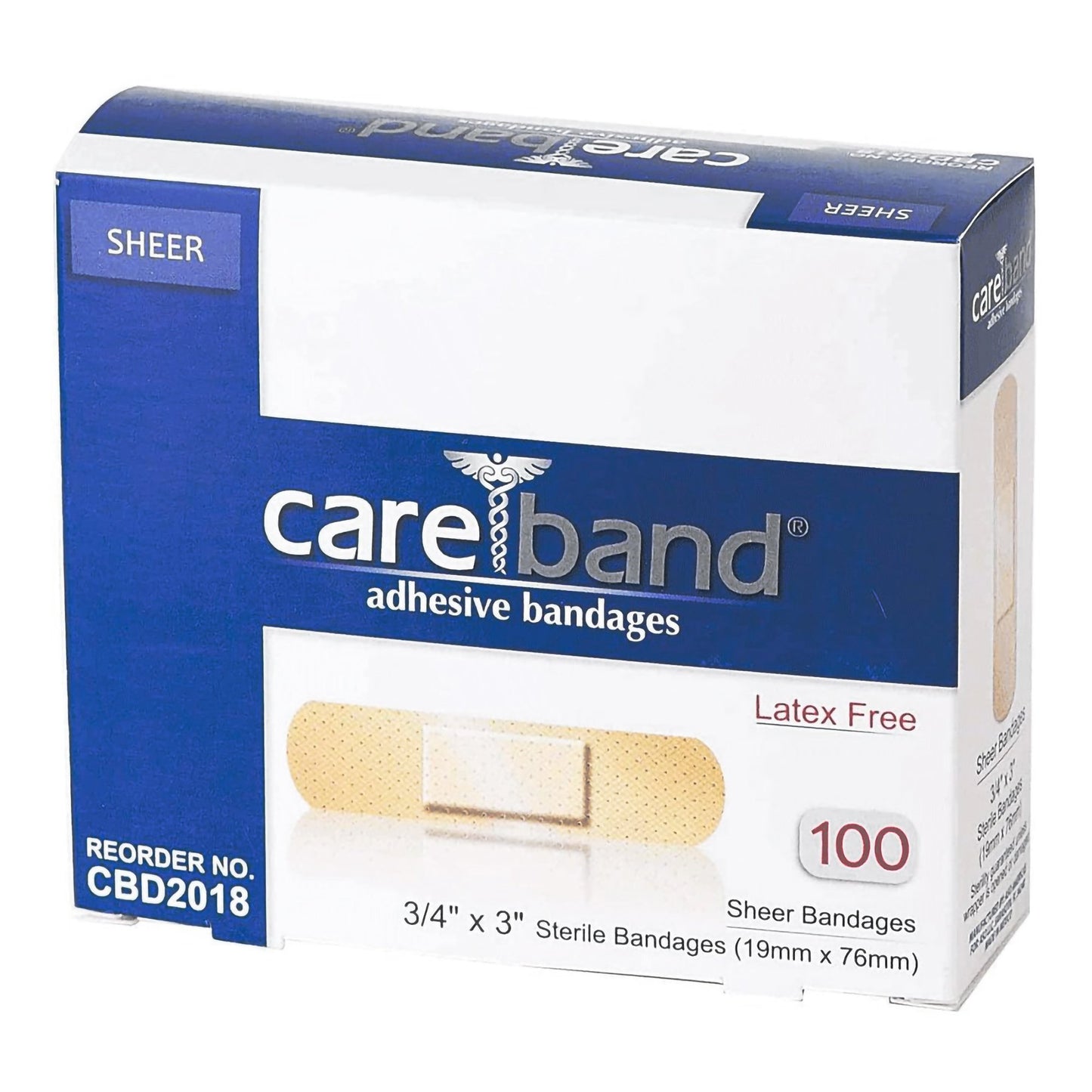 Careband™ Adhesive Strip 3/4 X 3 Inch Plastic Rectangle Sheer Sterile (329357_BX)