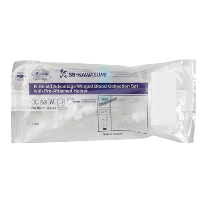 K-Shield® Advantage Blood Collection Set with Holder 21 Gauge 3/4 Inch Needle Length Safety Needle 12 Inch Tubing Sterile (873721_BX)