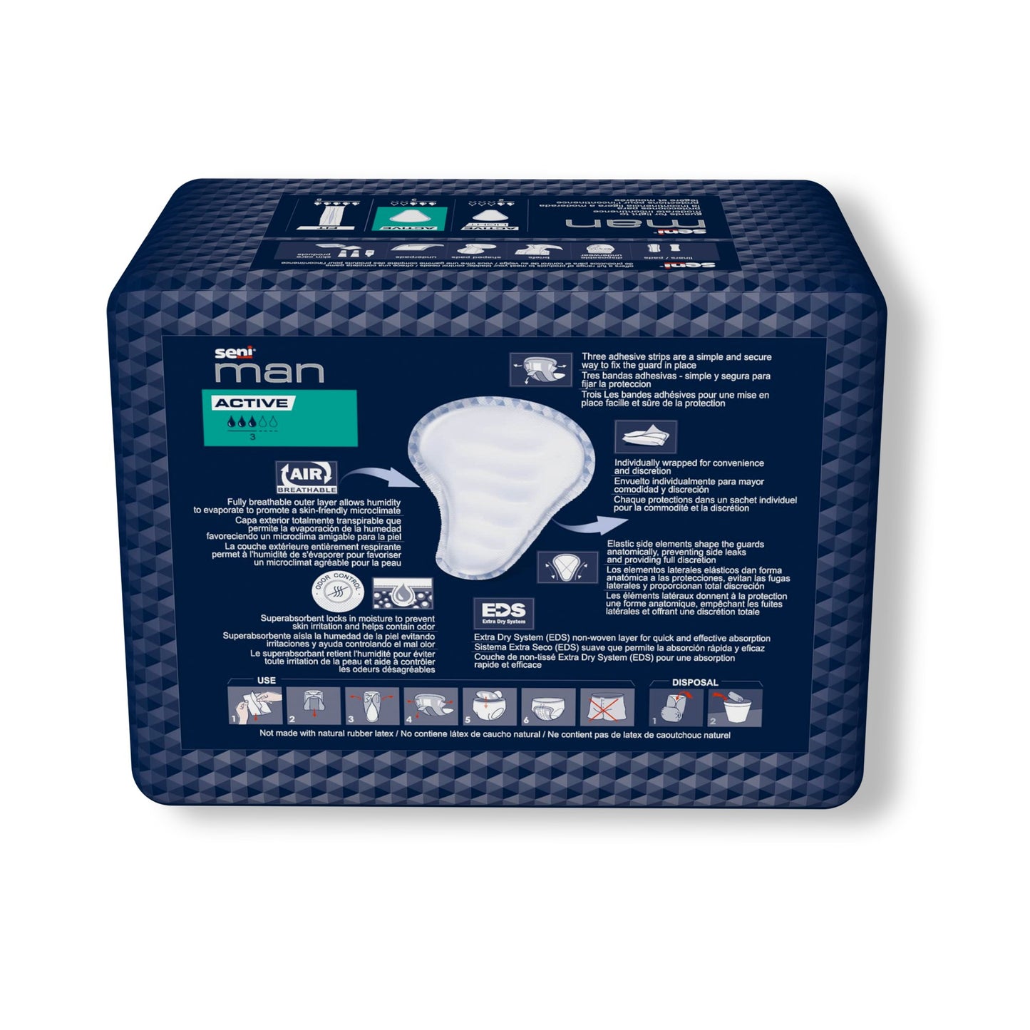 Seni® Man Active Bladder Control Pad 8-9/10 X 10-3/5 Inch Moderate Absorbency Super Absorbent Core One Size Fits Most (1231330_CS)