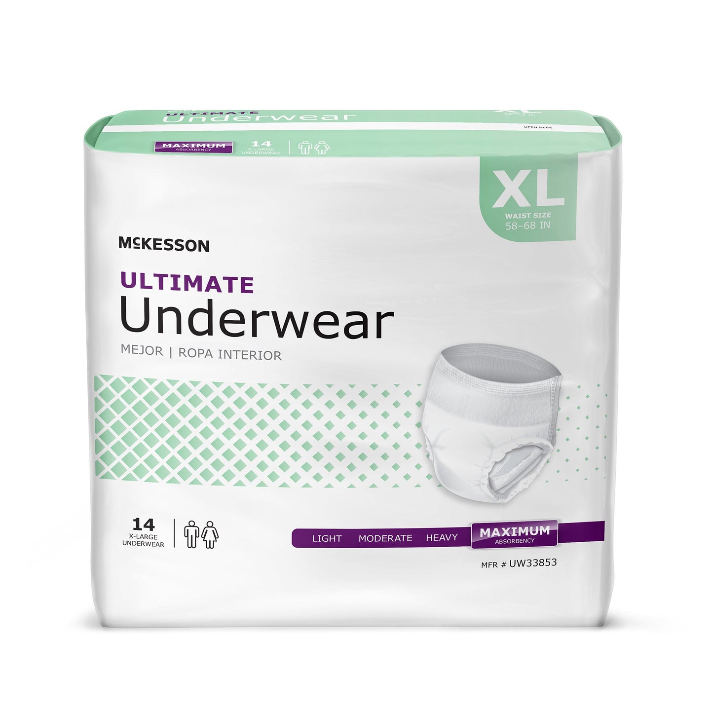 McKesson Unisex Adult Absorbent Underwear Pull On with Tear Away Seams X-Large Disposable Heavy Absorbency (1123837_BG)