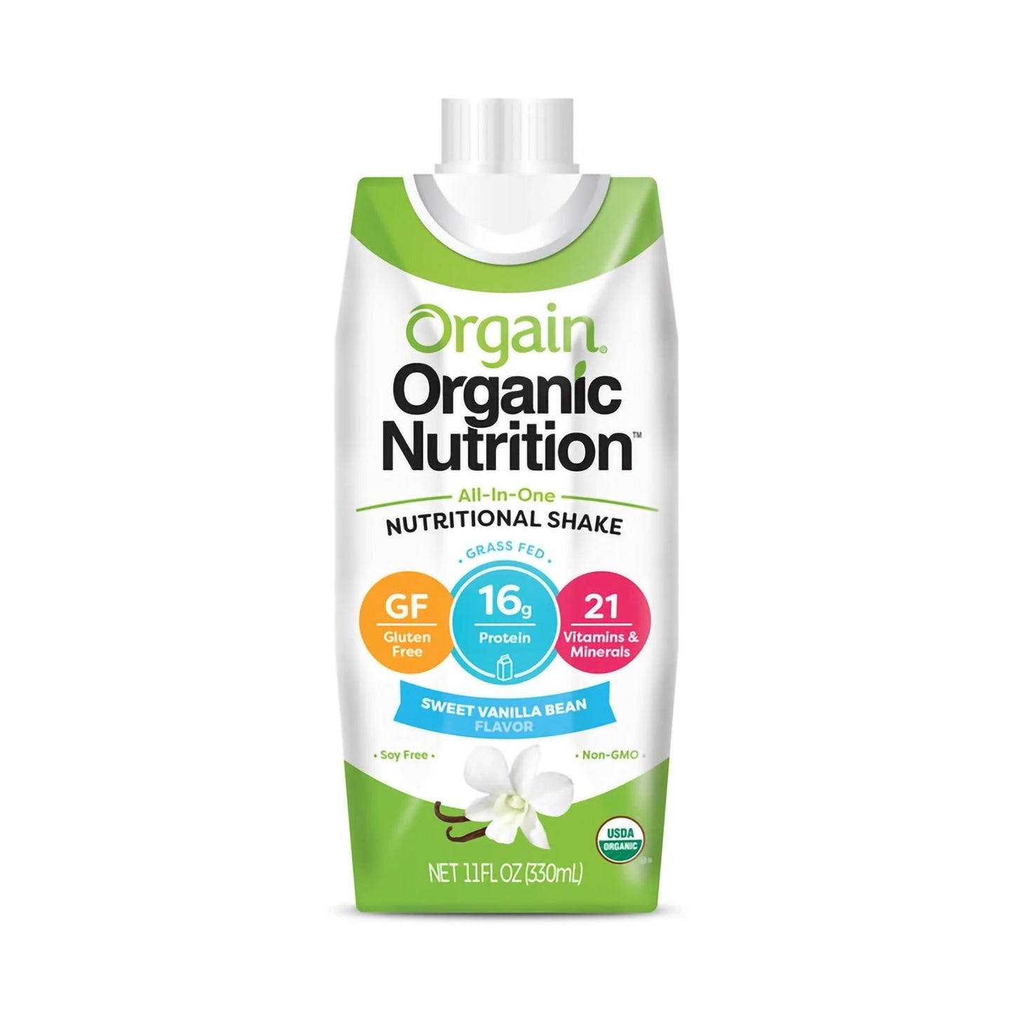 Orgain® Organic Nutritional Shake Oral Supplement Sweet Vanilla Bean Flavor Liquid 11 oz. Carton (1039285_CS)