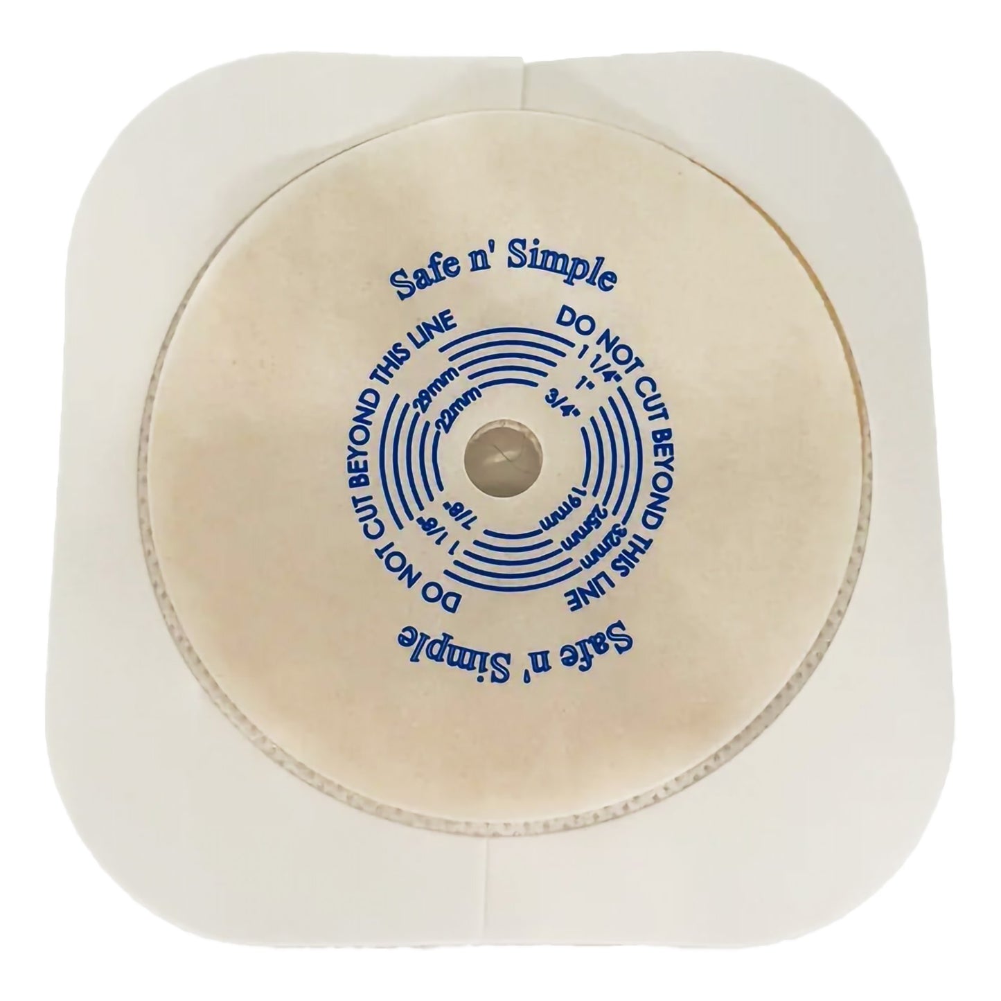 Safe N Simple Ostomy Barrier Trim to Fit, Standard Wear Flexible Tape 45 mm Flange Up to 1-1/4 Inch Opening 4-1/2 X 4-1/2 Inch (1243977_BX)