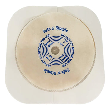 Safe N Simple Ostomy Barrier Trim to Fit, Standard Wear Flexible Tape 45 mm Flange Up to 1-1/4 Inch Opening 4-1/2 X 4-1/2 Inch (1243977_BX)