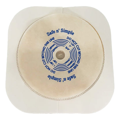 Safe N Simple Ostomy Barrier Trim to Fit, Standard Wear Flexible Tape 45 mm Flange Up to 1-1/4 Inch Opening 4-1/2 X 4-1/2 Inch (1243977_BX)