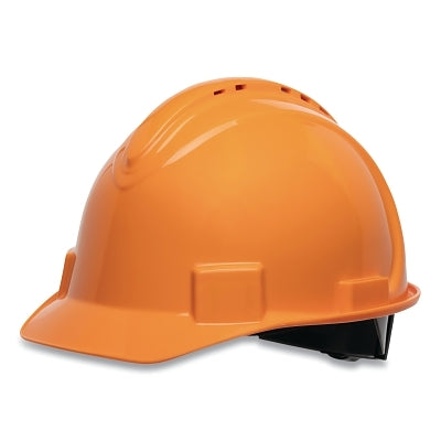 PIP Short Brim Hard Hat, 4-point Ratchet Suspension, Vented, Orange (068-NSB11003)