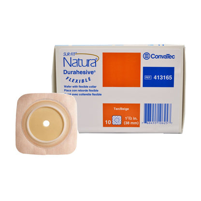 Sur-Fit Natura® Durahesive® Ostomy Barrier Trim to Fit, Extended Wear Adhesive Tape Borders 38 mm Flange Sur-Fit® Natura® System 4 X 4 Inch (461919_BX)